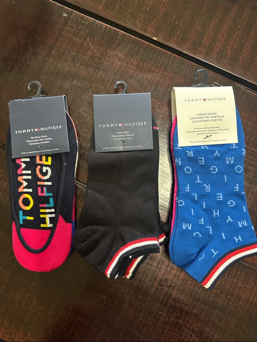 Tommy Hilfiger 3-Pack Women's Ankle Socks — Black, Blue, Pink